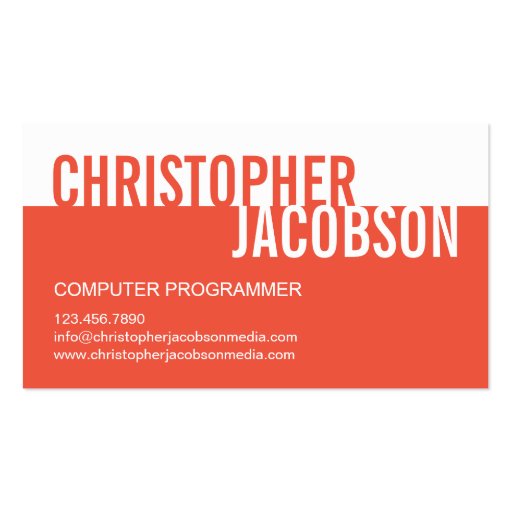 Modern Duotone Business Card - Orange Business Cards (front side)