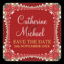 Modern Eastern Red Save the Date Sticker stickers