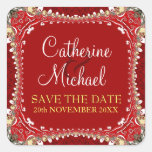 Modern Eastern Red Save the Date Sticker