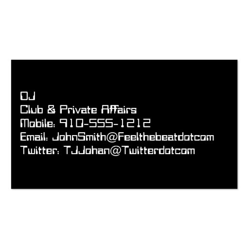 Modern Electric Professional DJ Business Card (back side)