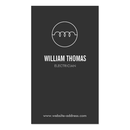 MODERN ELECTRICIAN LOGO on DK GRAY Business Card Template (front side)