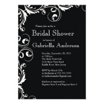 Modern Elegance Black Bridal Shower Invitation