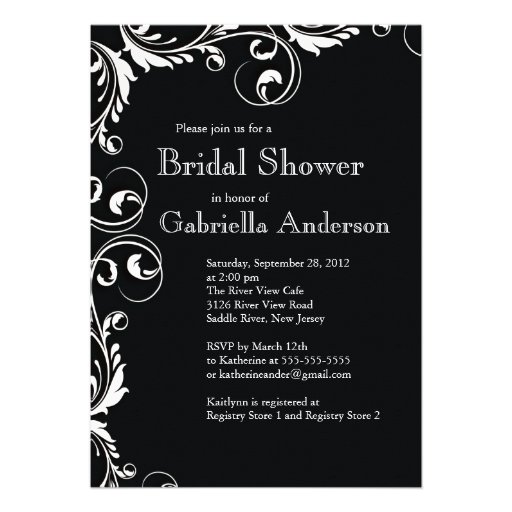 Modern Elegance Black Bridal Shower Invitation