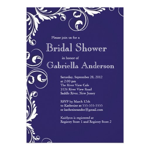 Modern Elegance Blue Bridal Shower Invitation