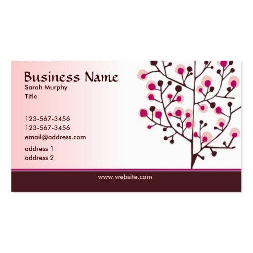 Modern Elegance Business Card -pink and brown (front side)