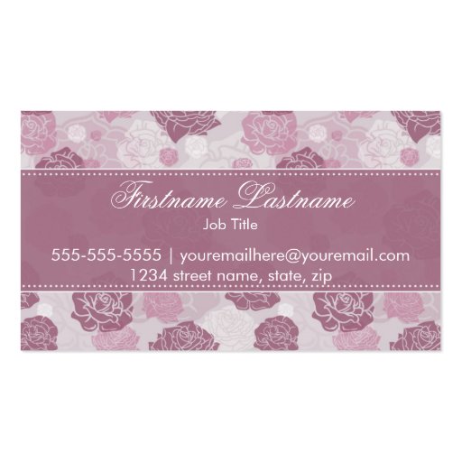 Modern Elegance Floral Roses Business Cards (back side)