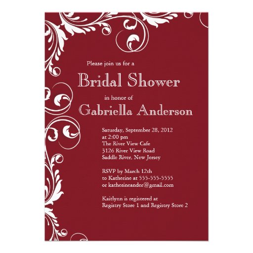 Modern Elegance Maroon Bridal Shower Invitation