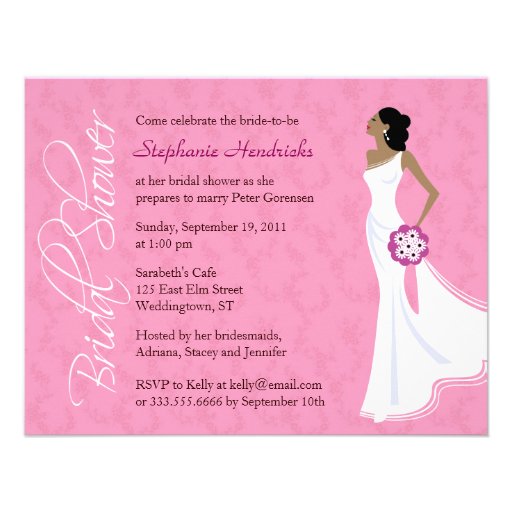 ... Elegance Pink Bridal Shower Personalized Invitation from Zazzle.com