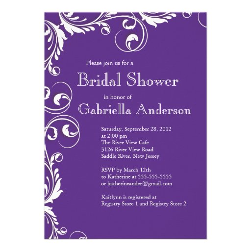 Modern Elegance Purple Bridal Shower Invitation