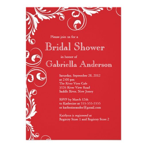 Modern Elegance Red Bridal Shower Invitation