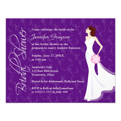 Modern Elegance Rich Purple Bridal Shower Personalized Invite