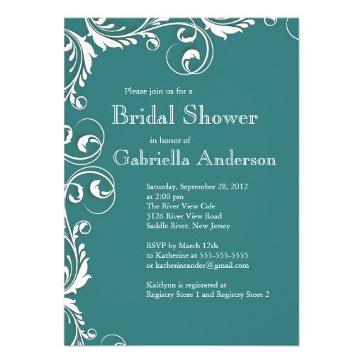 Modern Elegance Teal Bridal Shower Invitation