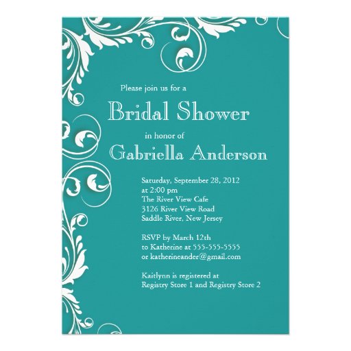 Modern Elegance Turquoise Bridal Shower Invitation