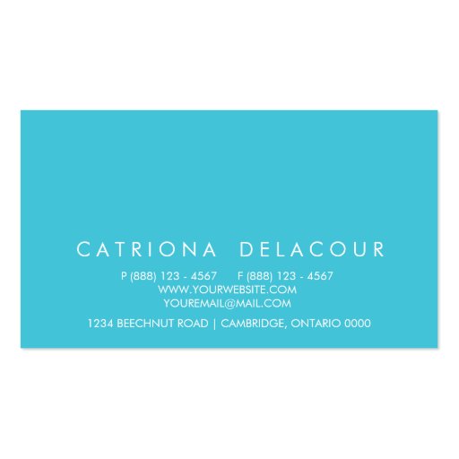 Modern Elegance Turquoise Business Card (back side)
