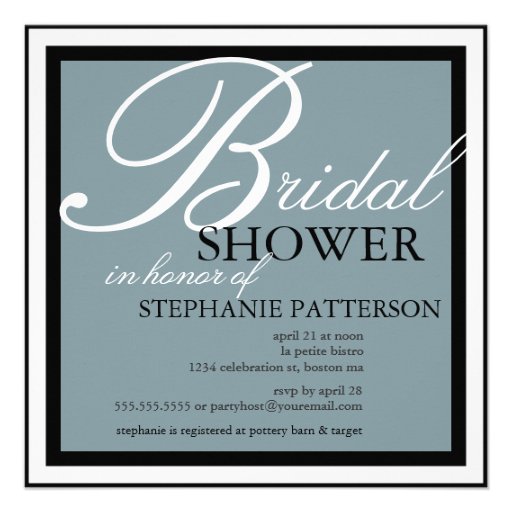 Modern & Elegant Bridal Shower in Blue Invitation