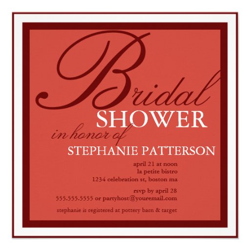 Modern & Elegant Bridal Shower in Red Invitation