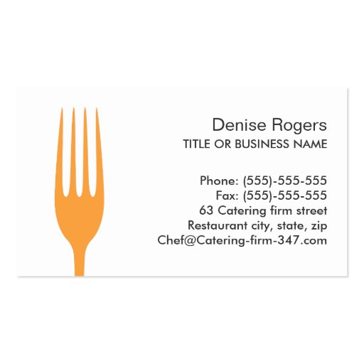Modern elegant chef catering cutlery business card (back side)