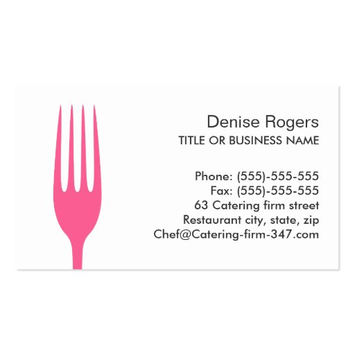 Modern elegant chef catering cutlery business card (back side)