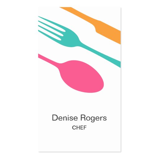 Modern elegant chef catering cutlery business card (front side)