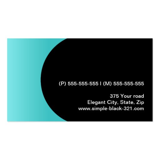 Modern elegant classy aqua blue and black profile business card template (back side)