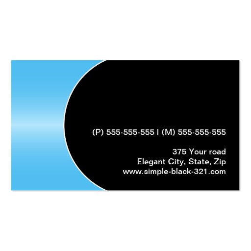 Modern elegant classy blue gradient black profile business card (back side)