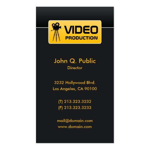 Modern Elegant Corporate Black Video Business Card (front side)