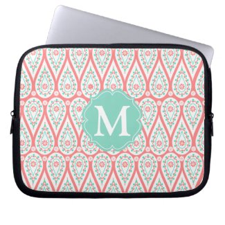 Modern Elegant Damask Coral Paisley Personalized Computer Sleeves