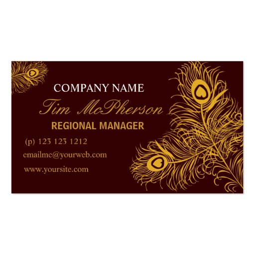 Modern Elegant Feather from Peacock Business Card