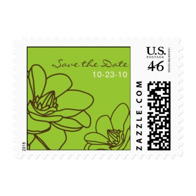 Modern Elegant Floral Save the Date postage stamp