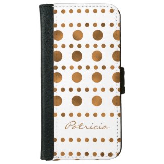 Modern Elegant Gold Dots Personalized iPhone 6 Wallet Case