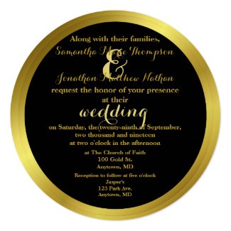 Modern Elegant Gold Foil Wedding 5.25x5.25 Square Paper Invitation Card