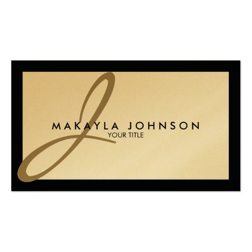 Modern & Elegant Gold Monogram Professional Business Card Templates (front side)