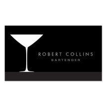 Modern elegant martini cocktail glass bartender business card