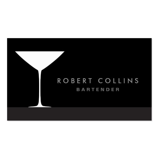 Modern elegant martini cocktail glass bartender business card (front side)