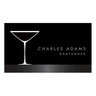 Modern elegant martini cocktail glass bartender business card