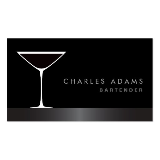 Modern elegant martini cocktail glass bartender business card (front side)