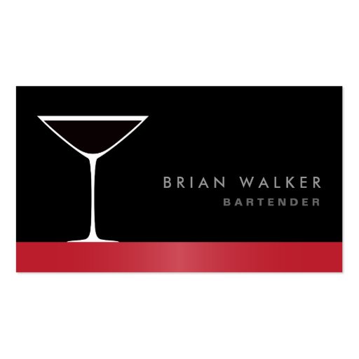 Modern elegant martini cocktail glass bartender business card templates (front side)