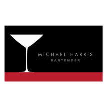 Modern elegant martini cocktail glass bartender business cards