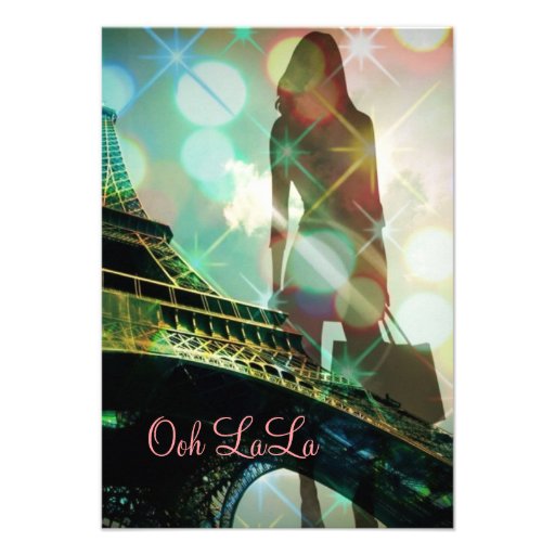 modern elegant paris sparkles silhouette bridal personalized invites