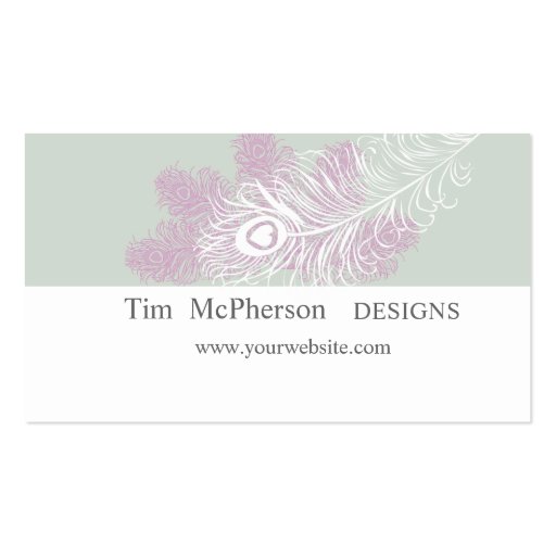 Modern Elegant Peacock Feathers Business Card Template (back side)