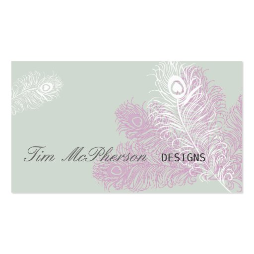 Modern Elegant Peacock Feathers Business Card Template (front side)