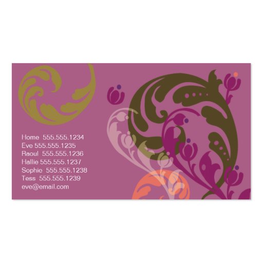 Modern Elegant Purple Paisley Business Card (back side)