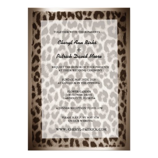 Modern Elegant Taupe Leopard Print Wedding Invites