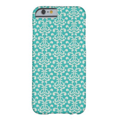 Modern Elegant Teal Damask Pattern Barely There iPhone 6 Case