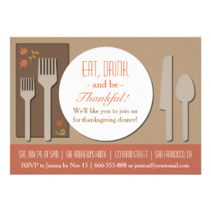 Modern Elegant Thanksgiving Dinner Party Announcements