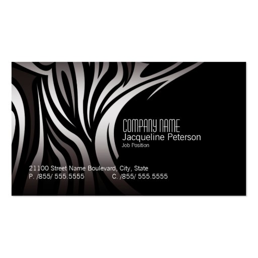 Modern Elegant Unique Zebra  Fashion Business Card (front side)