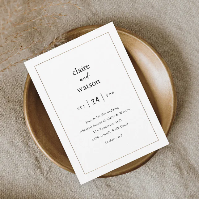 Modern Elegant Wedding Rehearsal Dinner Invitation Zazzle