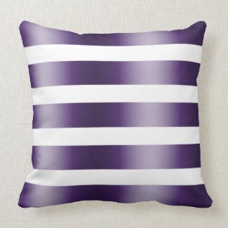 Modern Elegant White And Deep-Purple Stripes Throw Pillows