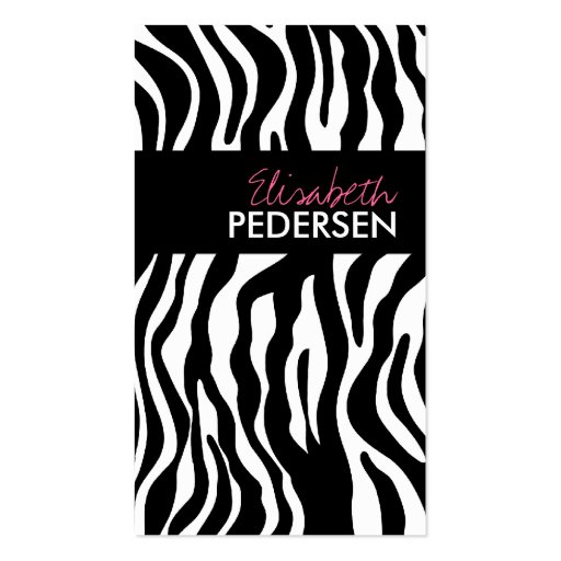 Modern Elegant Zebra Print Business Cards (front side)
