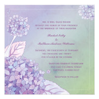 Modern Evening Purple Hydrangea Floral Wedding Announcement